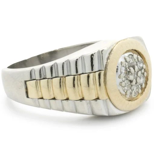 14 Karat White & Yellow Gold Pave Diamond Style Ring