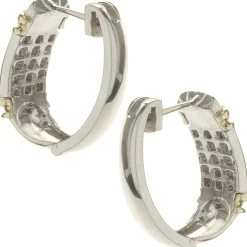 14 Karat White & Yellow Gold Channel Set Diamond Earrings