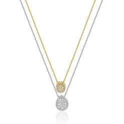 18 Karat White and Rose Gold Pave Diamond Multi Shape Drop Necklace