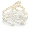 14 Karat White and Yellow Gold Diamond Loop Ring