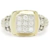 14 Karat White and Yellow Gold Pave Diamond Ring