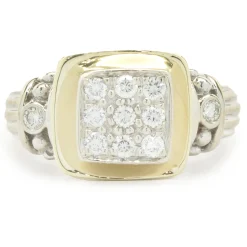 14 Karat White and Yellow Gold Pave Diamond Ring