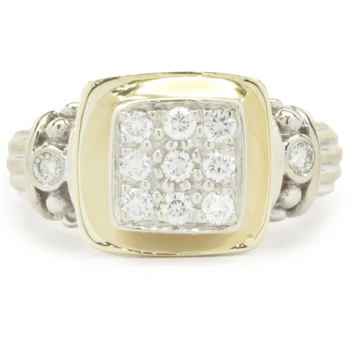 14 Karat White and Yellow Gold Pave Diamond Ring