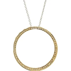 14 Karat White and Yellow Gold Diamond Circle Necklace