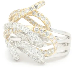 14 Karat White and Yellow Gold Diamond Loop Ring