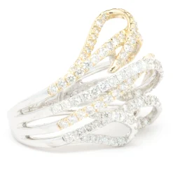 14 Karat White and Yellow Gold Diamond Loop Ring