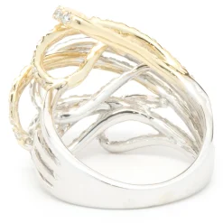 14 Karat White and Yellow Gold Diamond Loop Ring