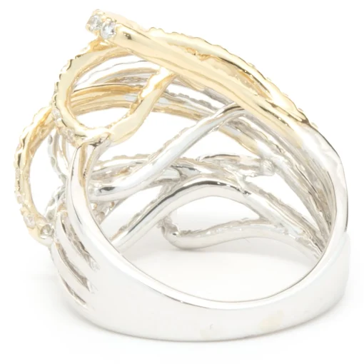 14 Karat White and Yellow Gold Diamond Loop Ring