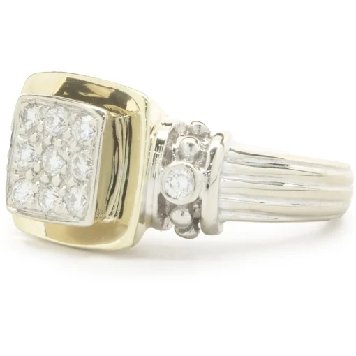 14 Karat White and Yellow Gold Pave Diamond Ring