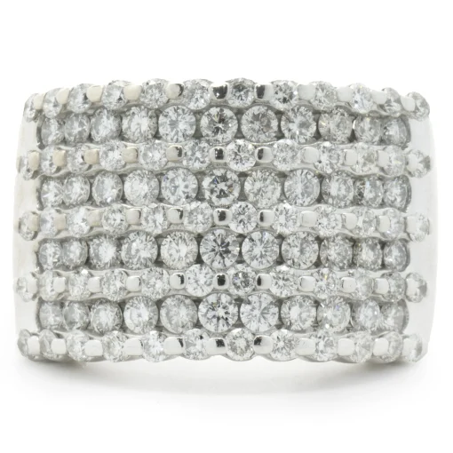 14 Karat White Gold 9 Row Diamond Ring