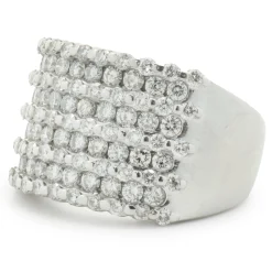 14 Karat White Gold 9 Row Diamond Ring