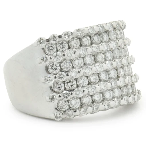 14 Karat White Gold 9 Row Diamond Ring