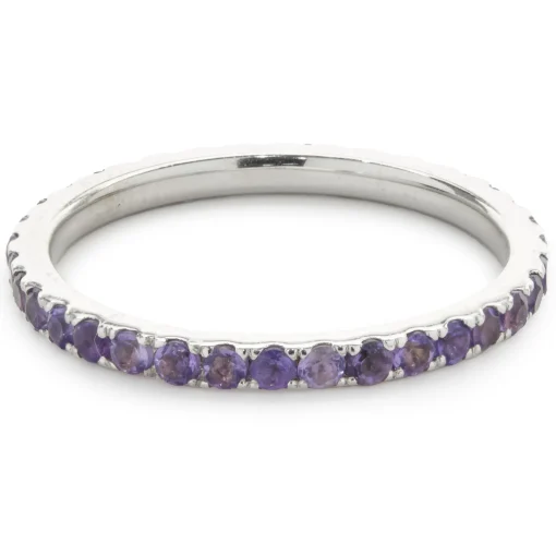14 Karat White Gold Amethyst Eternity Band