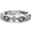 14 Karat White Gold Amethyst and Diamond Star Band