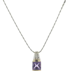 14 Karat White Gold Amethyst and Diamond Necklace