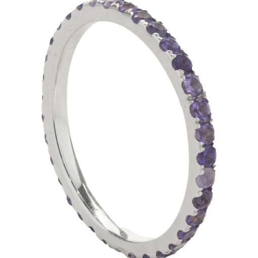 14 Karat White Gold Amethyst Eternity Band