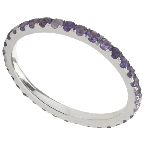14 Karat White Gold Amethyst Eternity Band
