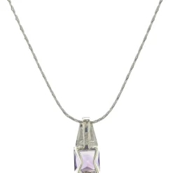 14 Karat White Gold Amethyst and Diamond Necklace