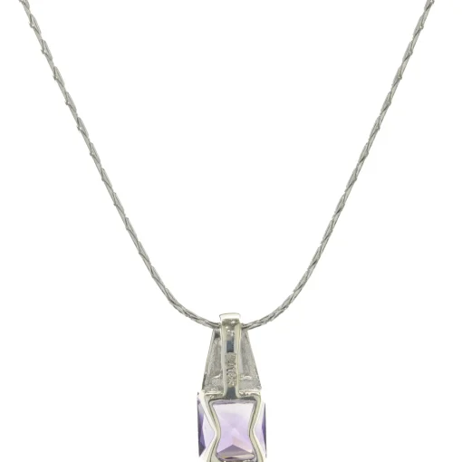 14 Karat White Gold Amethyst and Diamond Necklace