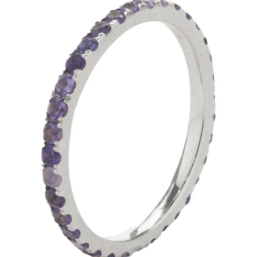 14 Karat White Gold Amethyst Eternity Band