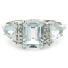 10 Karat White Gold Aquamarine and Diamond Ring