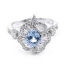 14 Karat White Gold Aquamarine and Diamond Ring