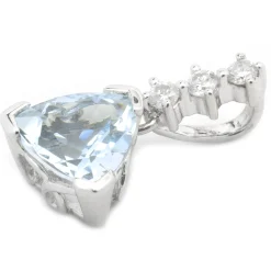 14 Karat White Gold Aquamarine and Diamond Pendant