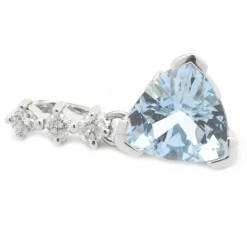 14 Karat White Gold Aquamarine and Diamond Pendant