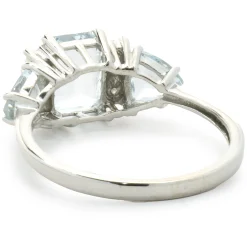 10 Karat White Gold Aquamarine and Diamond Ring