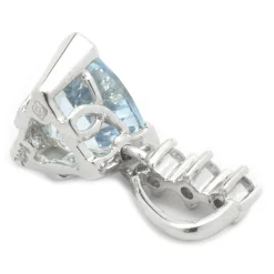 14 Karat White Gold Aquamarine and Diamond Pendant