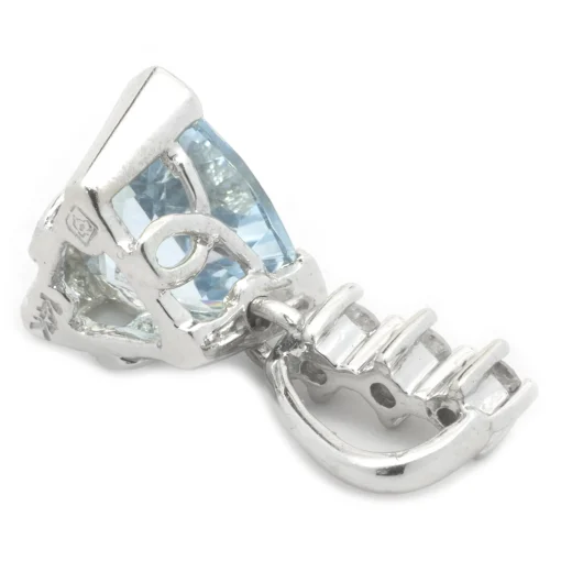 14 Karat White Gold Aquamarine and Diamond Pendant