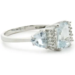 10 Karat White Gold Aquamarine and Diamond Ring