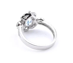 14 Karat White Gold Aquamarine and Diamond Ring