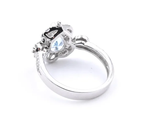 14 Karat White Gold Aquamarine and Diamond Ring