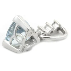 14 Karat White Gold Aquamarine and Diamond Pendant