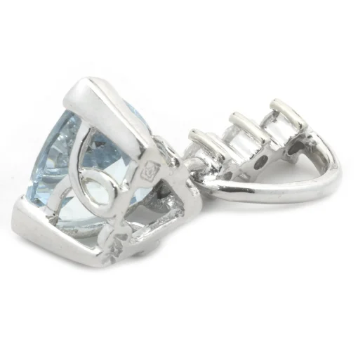 14 Karat White Gold Aquamarine and Diamond Pendant