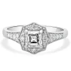 14 Karat White Gold Asscher Cut Diamond Engagement Ring
