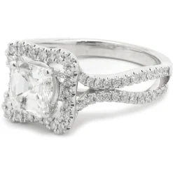 14 Karat White Gold Asscher Cut Diamond Engagement