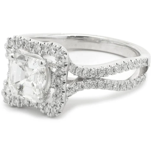 14 Karat White Gold Asscher Cut Diamond Engagement