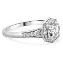 14 Karat White Gold Asscher Cut Diamond Engagement Ring