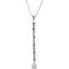 18 Karat White Gold Baguette and Pear Drop Diamond Necklace