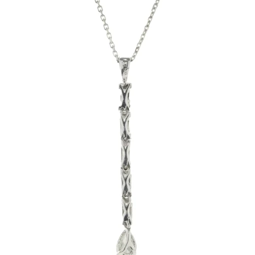 18 Karat White Gold Baguette and Pear Drop Diamond Necklace
