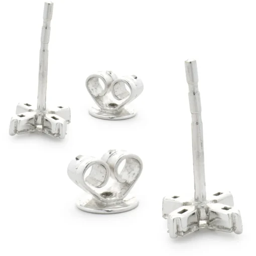 14 Karat White Gold Baguette Cut Diamond X Stud Earrings