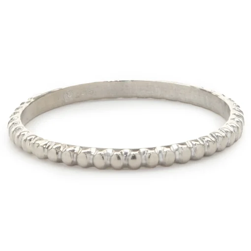 14 Karat White Gold Beaded Band