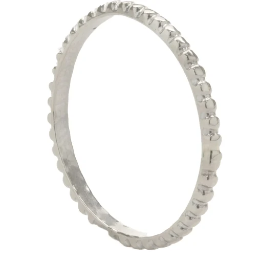 14 Karat White Gold Beaded Band