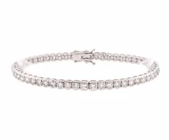 18 Karat White Gold Bezel Set Diamond Tennis Bracelet