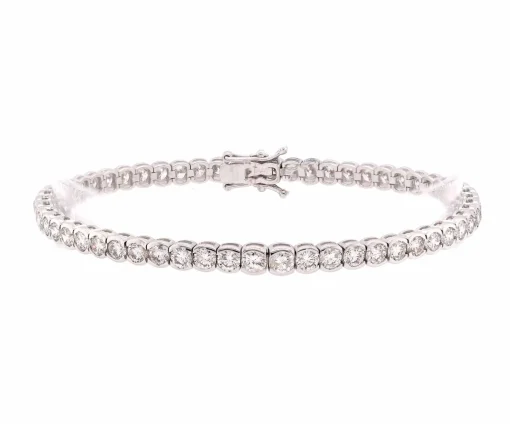 18 Karat White Gold Bezel Set Diamond Tennis Bracelet