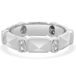 18 Karat White Gold Bezel Set Double Diamond Band