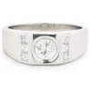 14 Karat White Gold Bezel Set Diamond Signet Ring