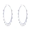 14 Karat White Gold Bezel Set Diamond Hoop Earrings